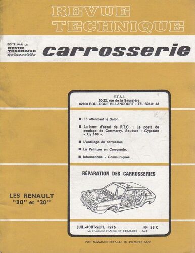 Revue Technique Carrosserie  N° 55 : Les Renault 30 Et 20