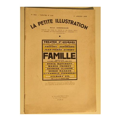 La Petite Illustration N° 852 Théatre N° 426 - 1er Janvier 1938