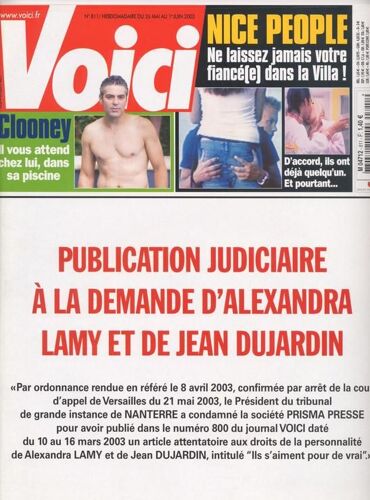 Voici / 26-05-2003  N° 811 : George Clooney (2p) - Andrea Casiraghi (2p) - Emmanuelle Béart (2p) - Leonardo Di Caprio / Gisele Bunchen (2p)