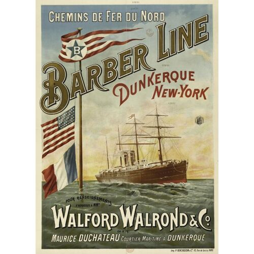 Affiche Barber Line Dunkerque New-York