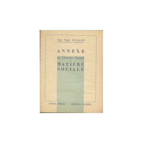 Annexe Au Directoire Pastoral En Matière Sociale