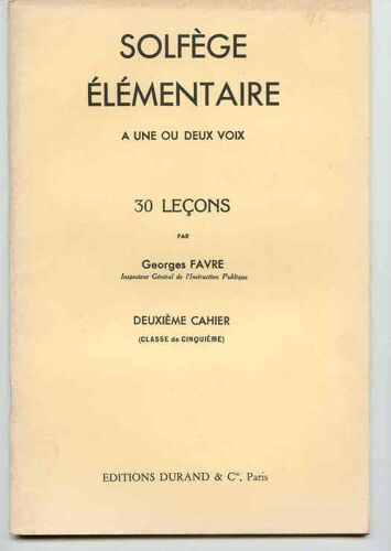 Solfège Élémentaire A Une Ou Deux Voix Deuxième Cahier Classe De Cinquième