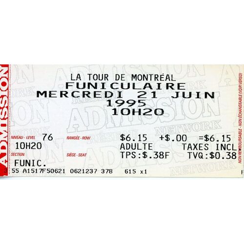 La Tour De Montréal - Funiculaire - Mercredi 21 Juin 1995 - 10h20
