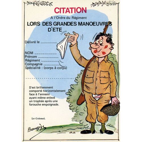 Citation A L'ordre Du Régiment Lors Des Grandes Manoeuvres D'ete