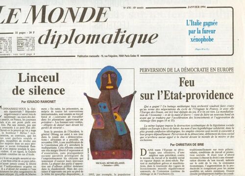 Le Monde Diplomatique N° 478 : L'italie Gagnée Par La Fureur Xénophobe....