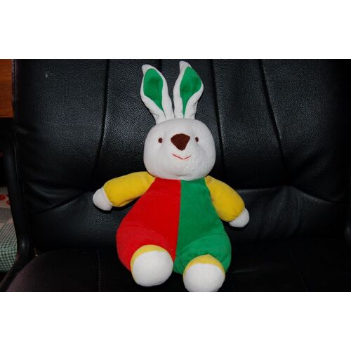 Doudou Lapin Coloré, 30cm Assis Et Oreilles Comprises