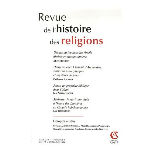 Revue De L'histoire Des Religions Tome 223 N° 3, Juill