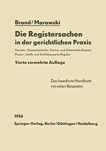 Die Registersachen In Der Gerichtlichen Praxis