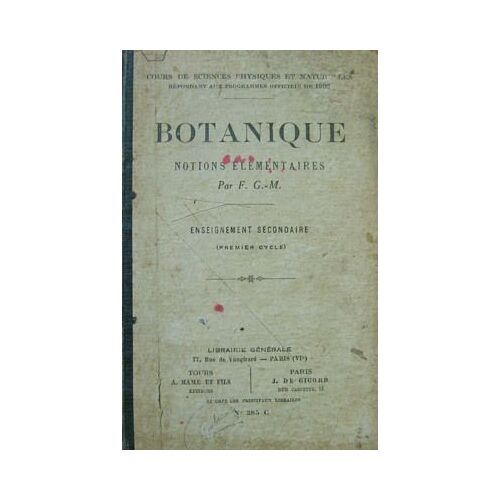 Botanique Notions Élémentaires Premier Cycle