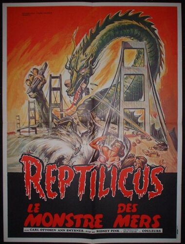 Reptilicus * Pink Sidney - Film 1962 - Affiche De Cinema Originale 60x80 Cm * Sidney Pink ; Carl Ottosen - Film Fantastique - Movie Poster
