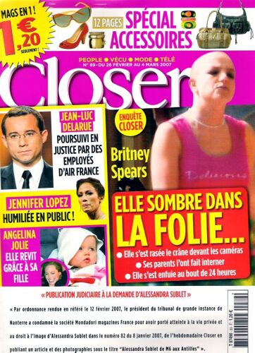 Closer  N° 89 : Britney Spears: Elle Sombre Dans La Folie