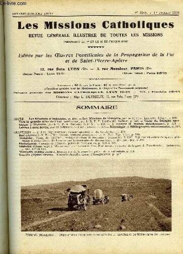 Les Missions Catholiques N° 3249 - Les Missions D Indochine, Les Missions De Mongolie Par Le R.P.J. Leyssen, Vers La Grande Sylve De L Est, Visite Du Délégué Apostolique A Iduhsien Par Le R.P.A.(...)