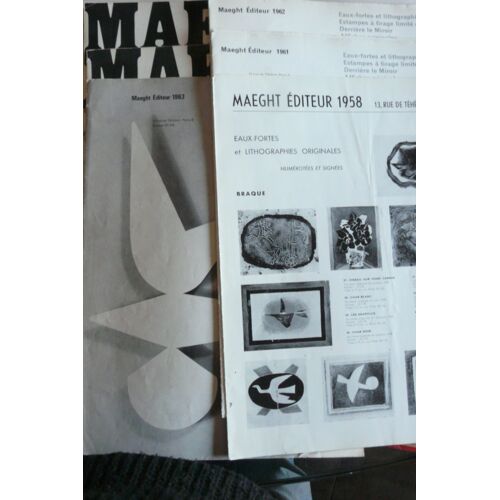 Lot De 6 Catalogues De Ventes Maeght Editeur Des Annee 50 À 60 - Eaux Fortes Et Lithographies Originales A Tirage Limitécet Justifié -Braque Miro Chagall Chillida Ubac Tal-Coat Fiedler....