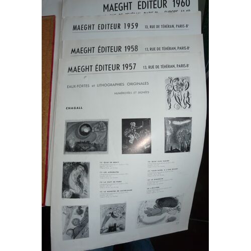 Lot De 4 Catalogues De Ventes Maeght Editeur De 57a60 - Eaux Fortes Et Lithographies Originales A Tirage Limitécet Justifié -Braque Miro Chagall Chillida Ubac Tal-Coat Fiedler....