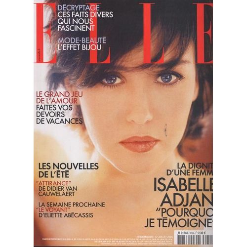 Elle  N° 3054 : Isabelle Adjani (6p) - Marlon Brando (2p) - Daryl Hannah (4p) - Jean Baptiste Maunier (1p) - Vanessa Paradis ( 1p Pub Chanel)