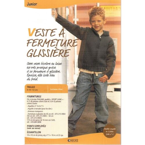 Tricot Style & Création - 3 Fiches Modèle Tricot : Modèle Présenté  + 2 Au Choix  N° 1 : Veste À Fermeture Éclair - Junior