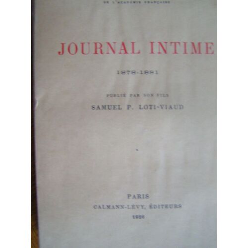 Journal Intime 1878-1881