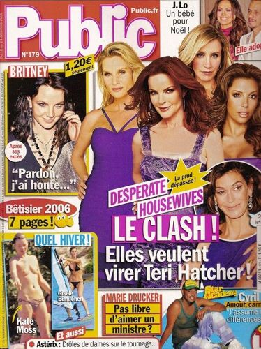 Public  N° 00179 : "Desperate Housewives", Marie Drucker, Jennifer Lopez, Cyril (Star Academy), Nicole Richie, Glam Awards, Gisele Bündchen, Alyssa Milano, Adriana Lima, Kate Moss
