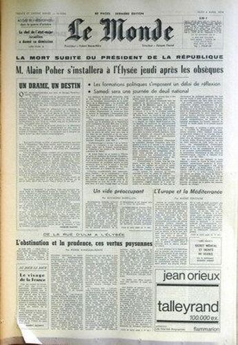 Monde (Le) N° 9088 Du 04/04/1974