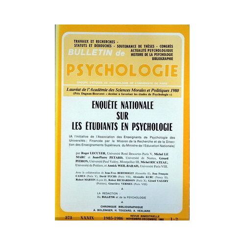 Bulletin De Psychologie Du 01/11/1985
