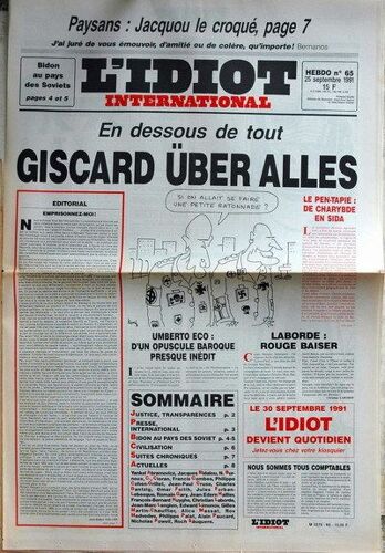 Idiot International (L') N°65 Du 25-09-1991