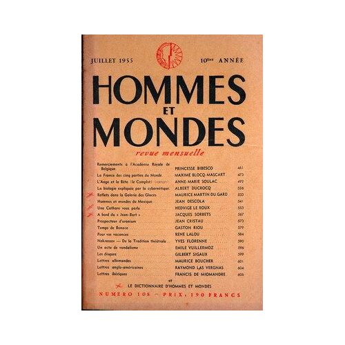 Hommes Et Mondes N° 108 Du 01/07/1955