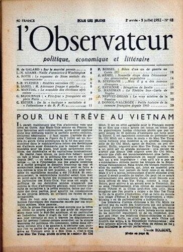 Observateur (L') N° 65 Du 05/07/1951