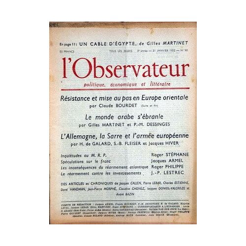 Observateur (L') N° 90 Du 31/01/1952