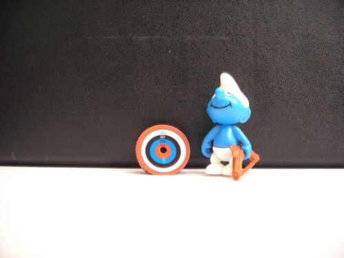 Kinder - Série : Les Schtroumpfs (2001) / Schlümpfe - K02 N. 65 / K02n65 : Le Schtroumpf Tireur À L'arc + Sa Cible (Bogenschützenschlumpf)