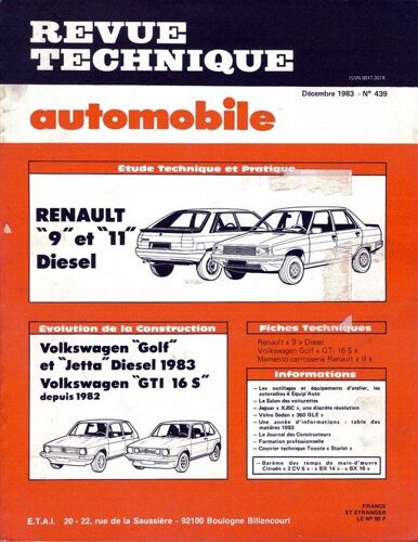Revue Technique Automobile N° 439 : Renault 9 Et 11 Diesel