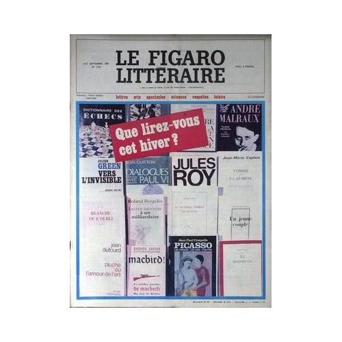 Figaro Litteraire (Le) N° 1116 Du 04/09/1967