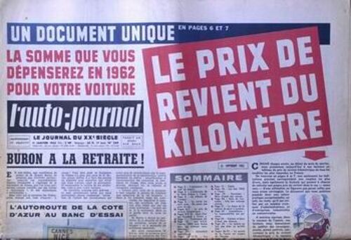 Auto Journal (L') N° 289 Du 11/01/1962
