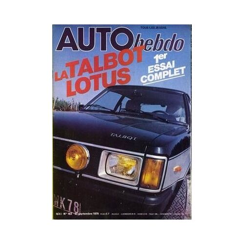 Auto Hebdo N° 183 Du 27/09/1979