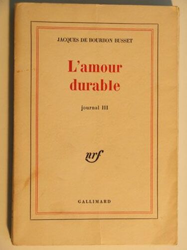 L'amour Durable   de jacques de bourbon busset  Format  (Livre)
