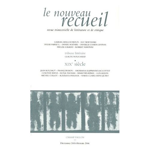 Le Nouveau Recueil N° 77, Décembre 2005 - Xixe Siècle