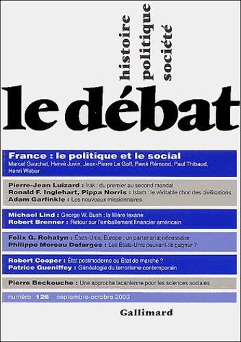Le Débat N° 126 Septembre-Oct - France : Le Politique Et Le Social