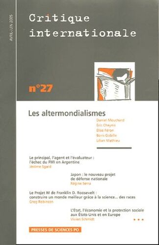 Critique Internationale N° 27, Avril - Juin - Les Altermondialismes