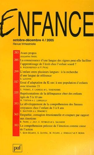 Enfance N° 4/2005, Volume 57
