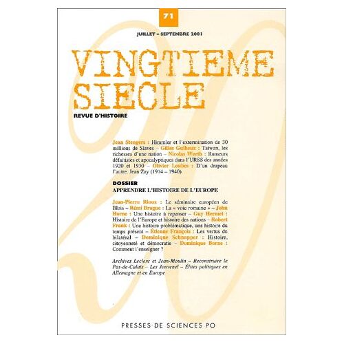 Vingtième Siècle N° 71 Juillet-Septem