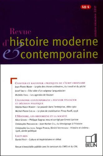 Revue D'histoire Moderne Et Contemporaine Tome 48 N° 4 Octobre