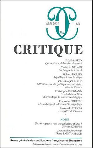 Critique N° 684 Mai 2004