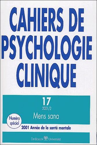 Cahiers De Psychologie Clinique N° 17/2001/2 - Mens Sana