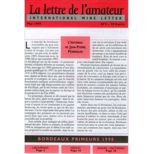 La Lettre De L Amateur  N° 3 : Bordeaux Primeurs 1998