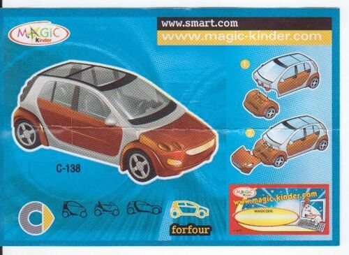 Kinder - Auto / Voiture : Série Smarts (2004) - Mpg C-138 / Mpg C138 : Smart Forfour (Couleur Marron) + Bpz Fond Bleu