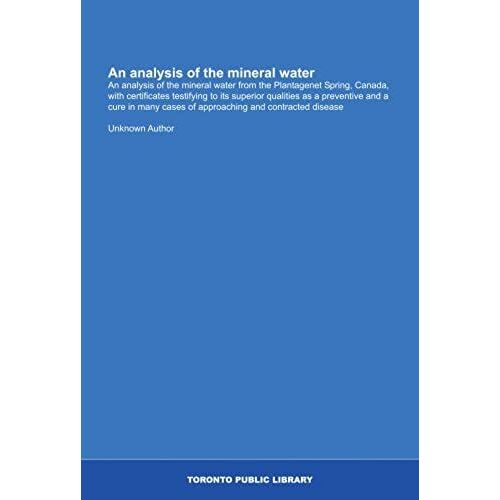 An Analysis Of The Mineral Water