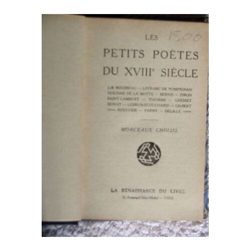 Les Petits Poètes Du Xviiie Siècle