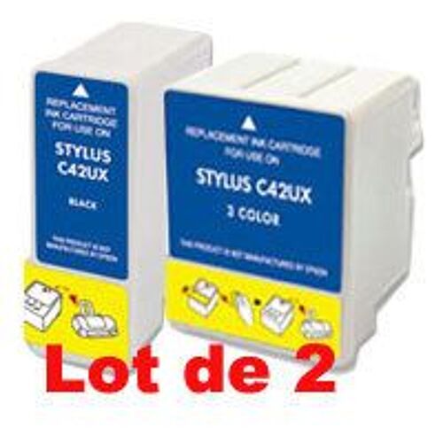 Cartouche compatible Epson  Stylus C42, C42+, C42SX, C42UX, C44UX, C46 (1Noire+1Couleur)