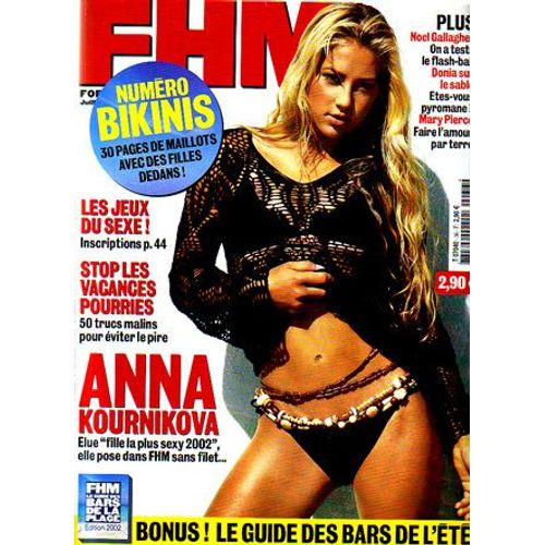 Fhm  N° 36 : Anna Kournikova / Numéro Bikini 30 Pages De Maillots Avec Des Filles Dedans/ Les Jeux Du Sexe/ Noël Gallagher/ Faire L'amour Par Terre/ Stop Aux Vacances Pourries