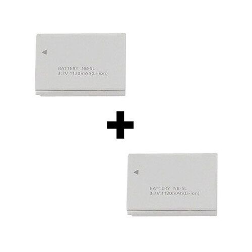 Pack de 2 batteries équivalentes Canon NB-5L Batterie Lithium-Ion 3.7V 850 mAh