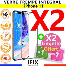 verre trempé protection intégral iphone 11 Noir